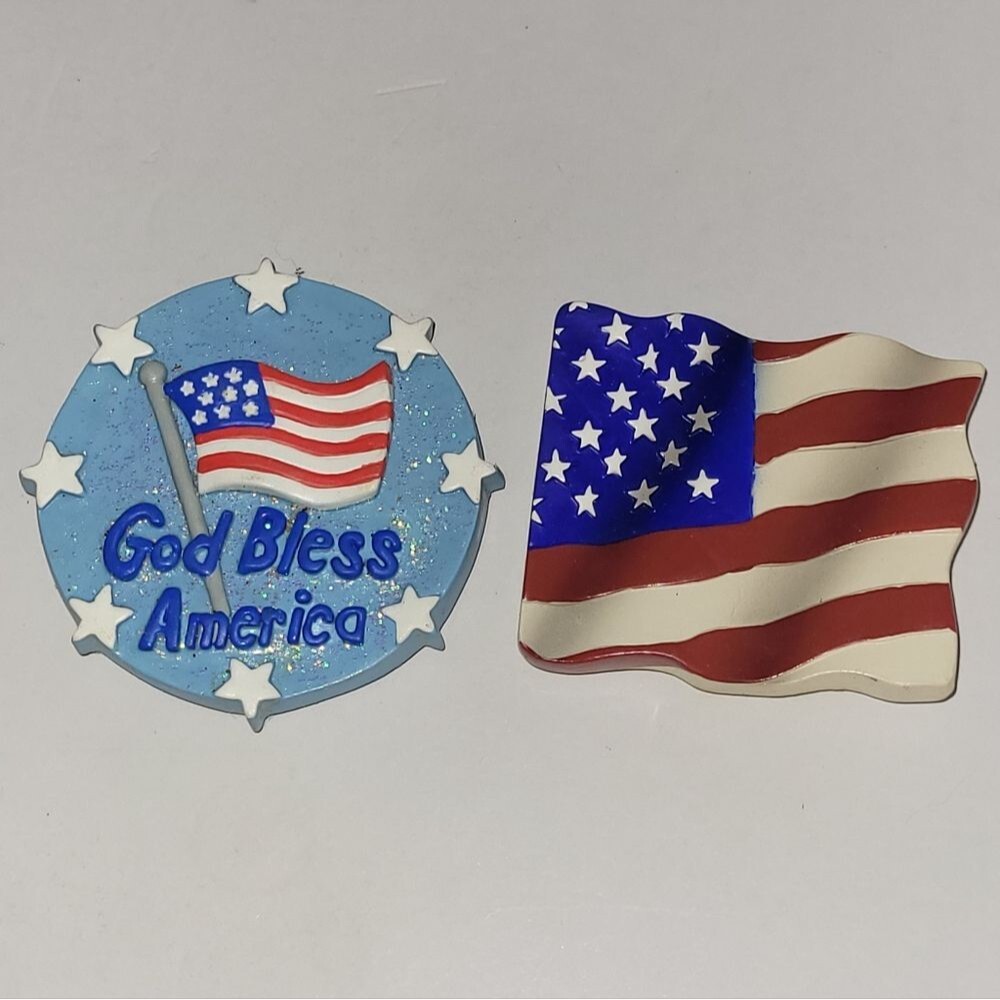 2 Patriotic American Flag Magnets